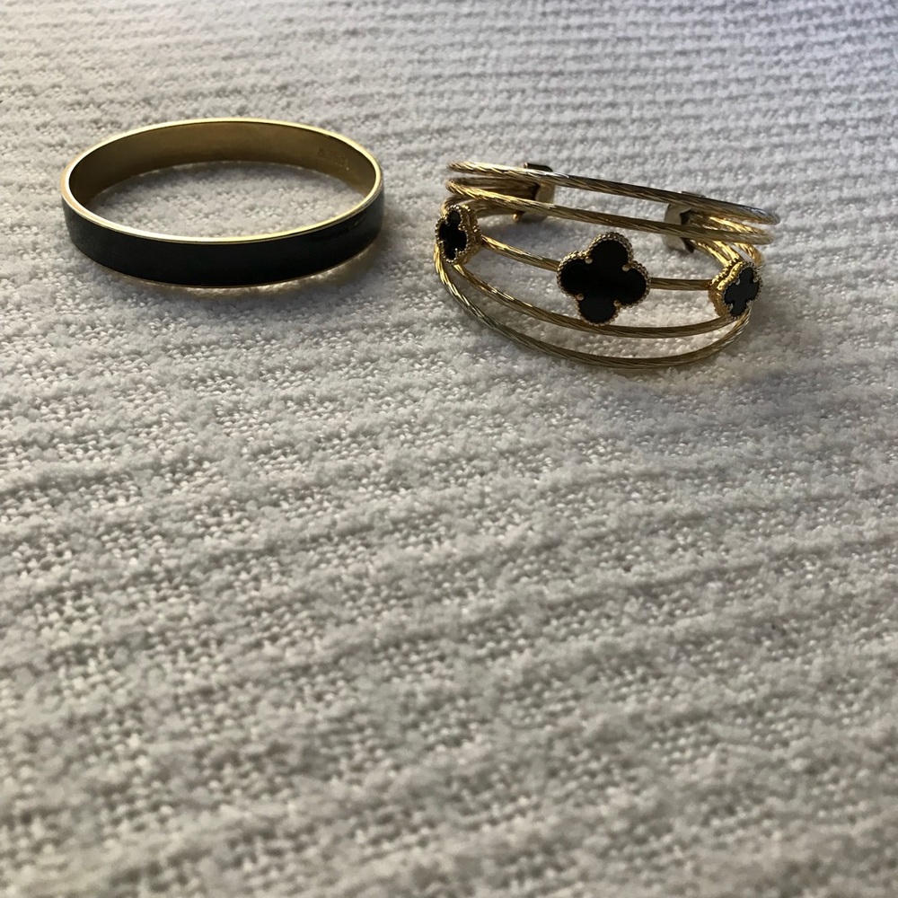 J.Crew black bracelet and gold & black clover brac - Picture 2 of 2